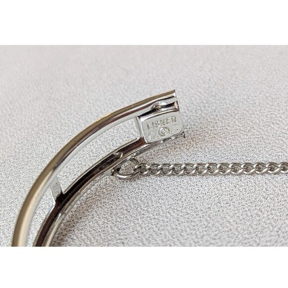 Vintage LISNER Silver Tone Blue Rhinestones AB Hinged Cuff Bracelet 6 3/4" - Picture 8 of 8